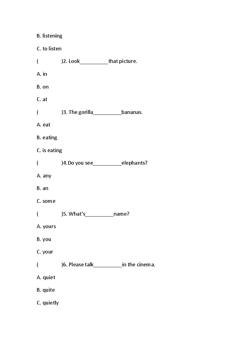Unit 6 Work quietly!同步练习(含答案)第3页