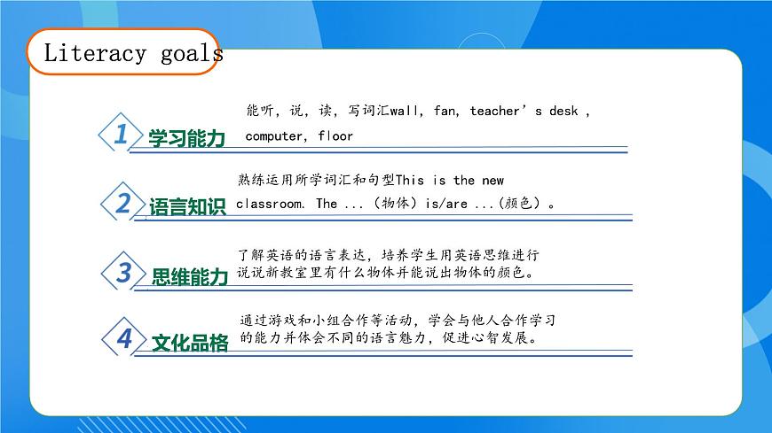 【核心素養(yǎng)】人教版英語(yǔ)四年級(jí)上冊(cè)-Unit 1 My classroom PB let's learn（課件）第4頁(yè)