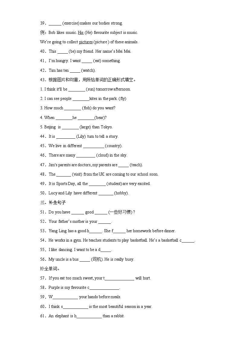 暑假五升六小学英语语法专练名词、冠词 人教PEP版(含答案解析)03