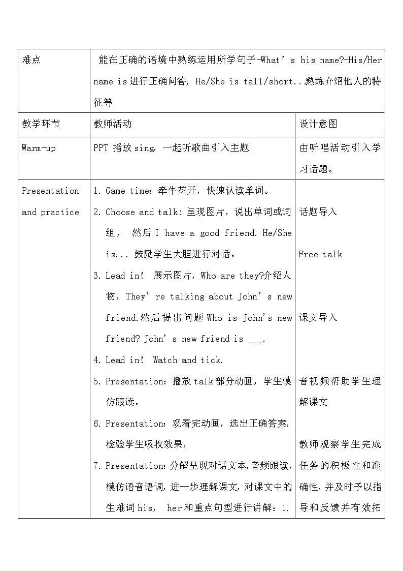 【教-学-评一体】人教版英语四年级上册-Unit 3 My friends PA let's talk(课件+教案+习题)03