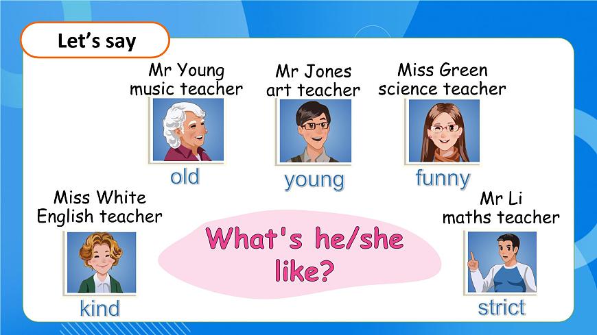 【核心素養(yǎng)】人教版英語五年級上冊-Unit 1 What's he like PB Let's learn（課件）第7頁