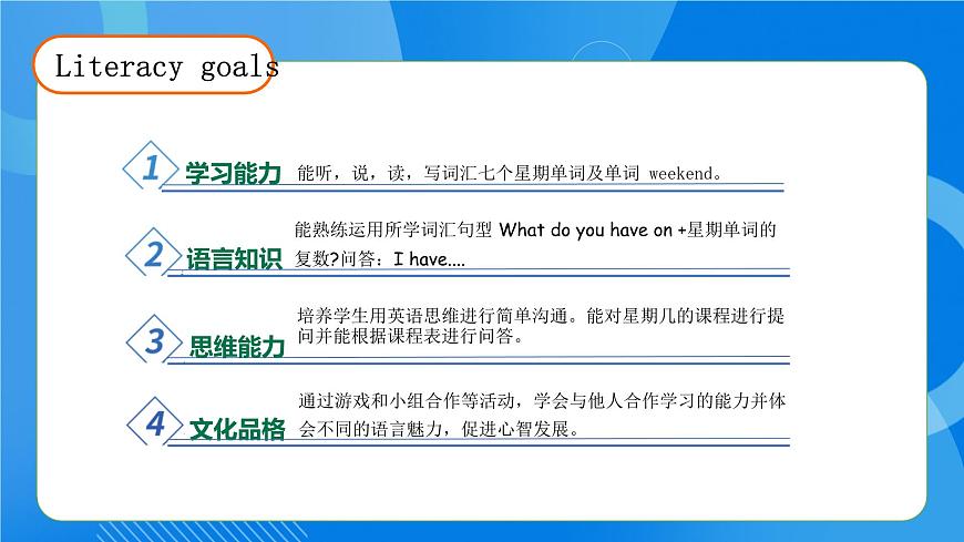 【核心素養(yǎng)】人教版英語(yǔ)五年級(jí)上冊(cè)-Unit 2 My week PA Let's learn （課件）第4頁(yè)