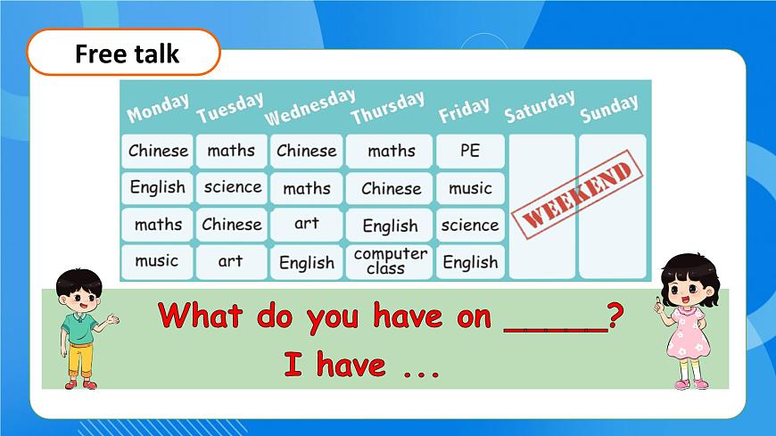 【核心素養(yǎng)】人教版英語五年級上冊-Unit 2 My week PB Let's learn（課件）第8頁