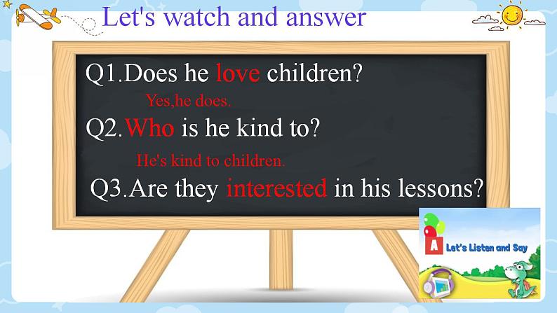 Unit 9 He's kind to Children. Part A Let's listen and say(课件)-2023-2024学年湘少版(三起)英语五年级下册第8页