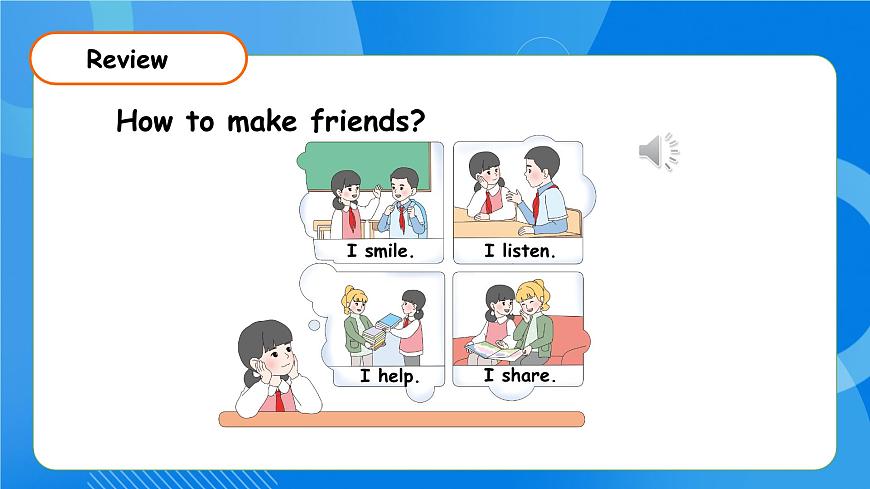 【核心素養(yǎng)】人教版英語三年級上冊-Unit 1 Making friends Part C Project  課件第7頁