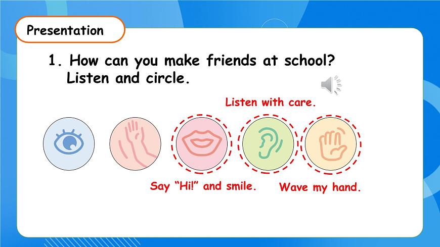 【核心素養(yǎng)】人教版英語三年級上冊-Unit 1 Making friends Part C Project  課件第8頁