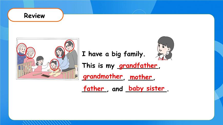 【核心素養(yǎng)】人教版英語三年級(jí)上冊-Unit 2 Different families Part B Start to read 課件第7頁