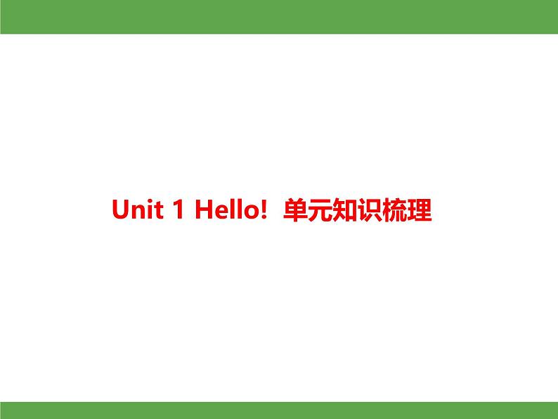 Unit 1 Hello! 单元知识梳理 授课课件01