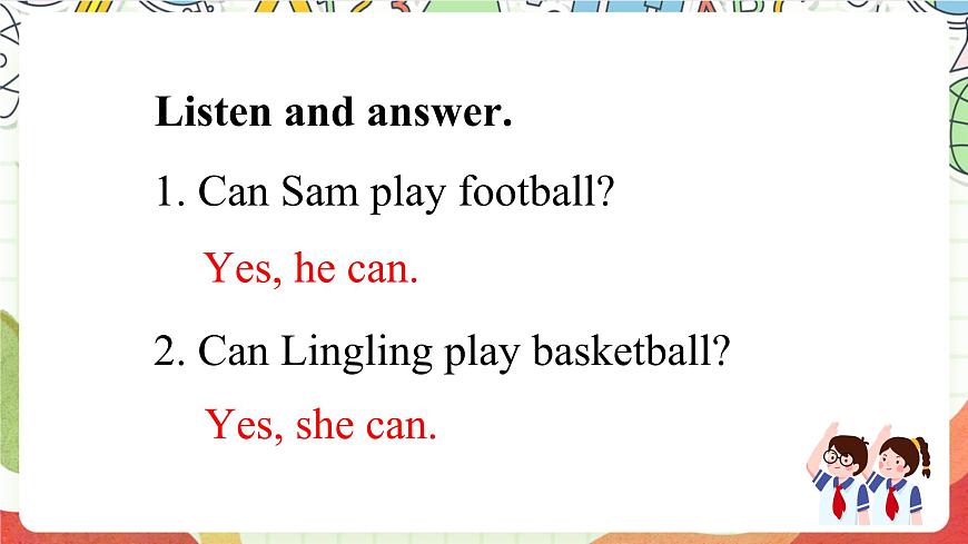 外研版英語四年級(jí)上冊(cè)Module 5 Unit 2 《Can Sam play football》課件第7頁