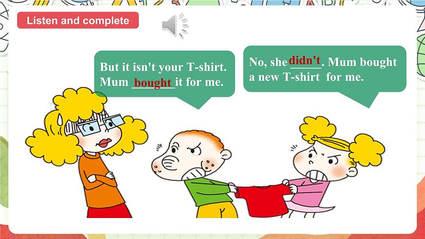 外研版英語(yǔ)五年級(jí)上冊(cè) Module 4 Unit 1 《Mum bought a new T-shirt for me》課件第8頁(yè)