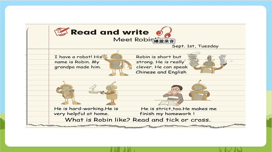 人教版英語五年級上冊Unit 1 《What's he like PB Read and write》 課件第8頁