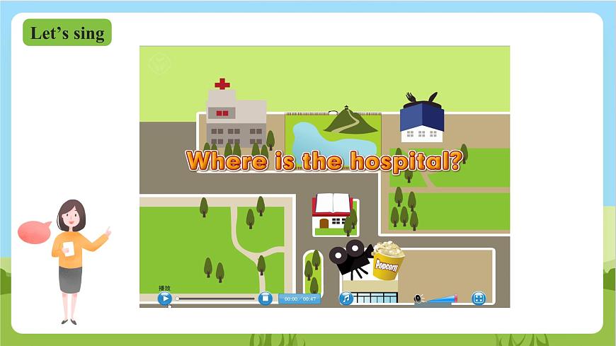 人教版英語(yǔ)六上Unit 1 《How can I get there PB Let's talk》  課件第2頁(yè)