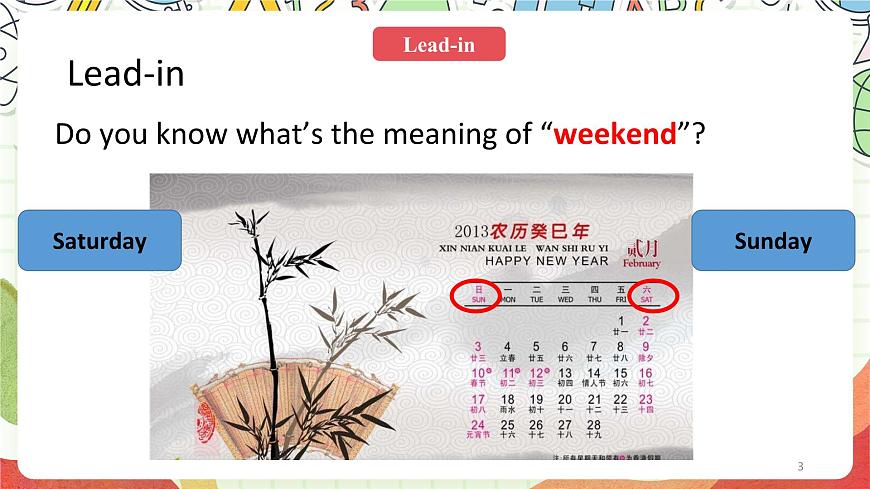人教版新起點(diǎn)英語四上 Unit 2 《On the weekend》 lesson 1 課件第3頁