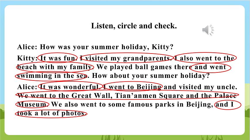 牛津深圳版英語六上Unit 2《My summer holiday》第一課時課件第7頁