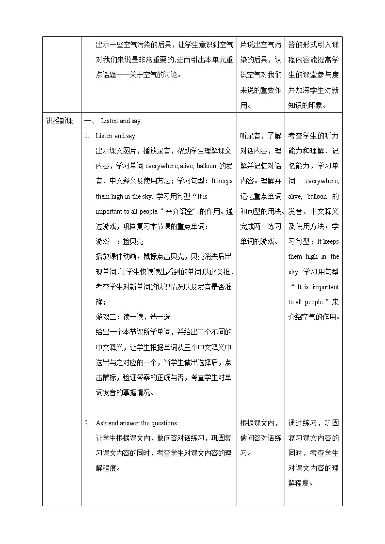 牛津深圳版英语六上Unit 10 《Air Listen and say Make and say》课件+教案+分层练习02