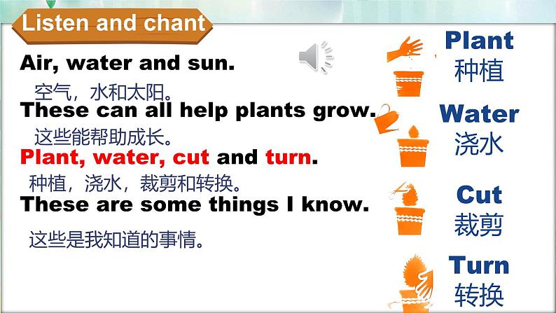 Unit 4 Plants around us Part B Start to read &Listen and chant(课件)-2024-2025学年人教版(2024)英语三年级上册06