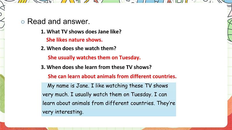 人教版新起点英语五上 Unit 5 《TV Shows》 Lesson 3 课件第7页