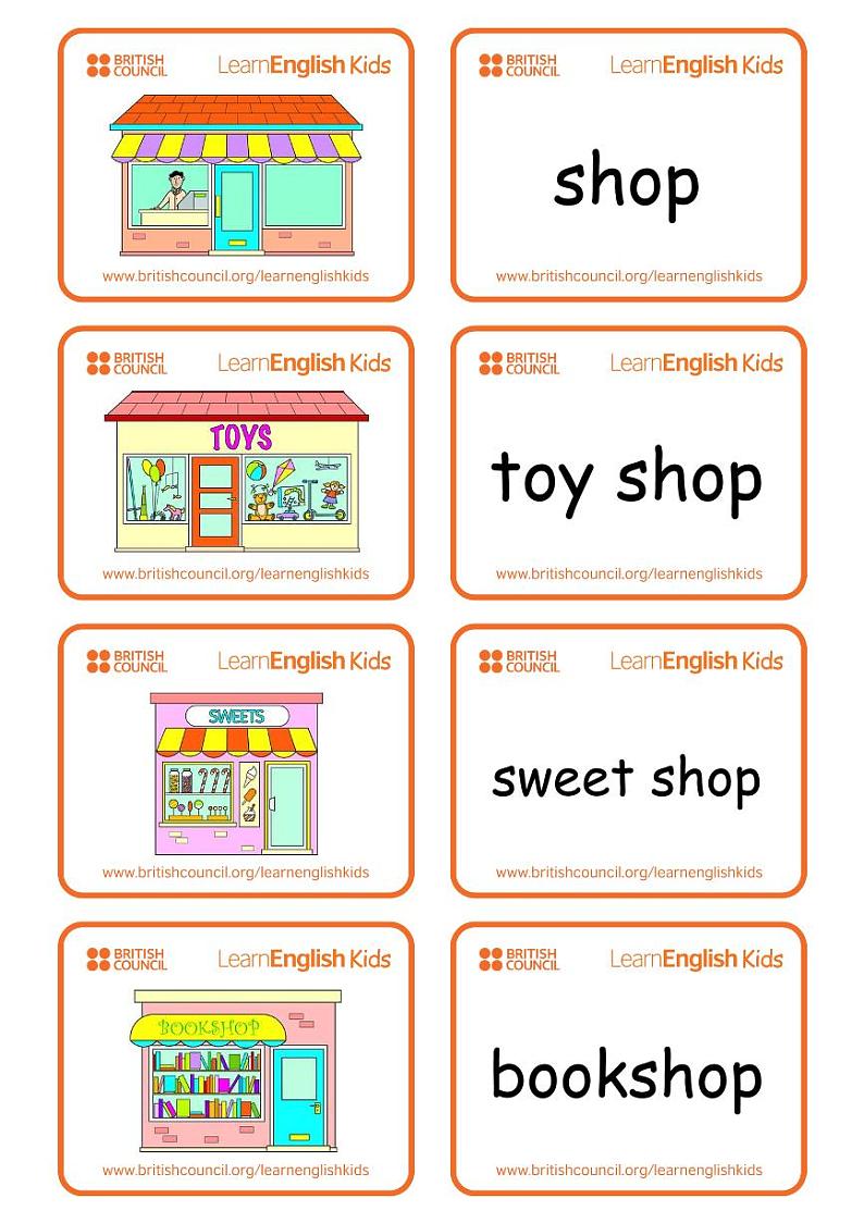 各类商店名称闪卡第1页