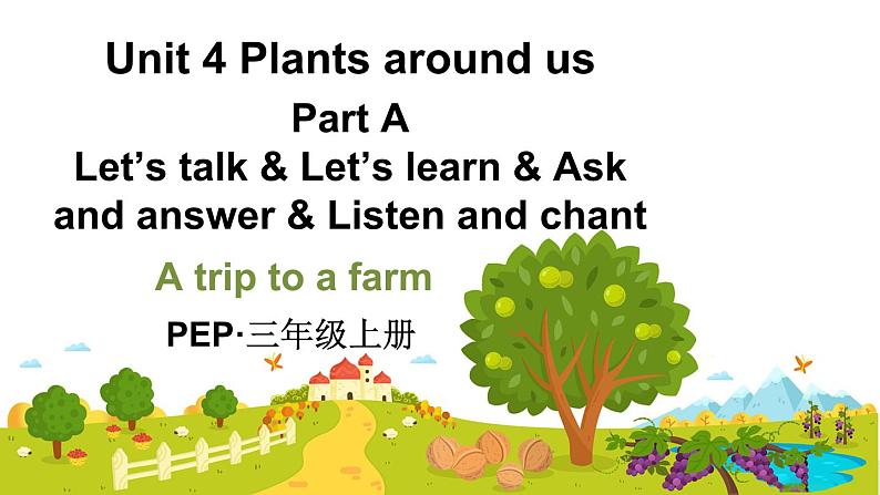 人教版PEP(2024)三年级英语上册Unit 4 A 第1课时Let’s talk & Let’s learn & Ask and answer & Listen and chant教学课件第1页