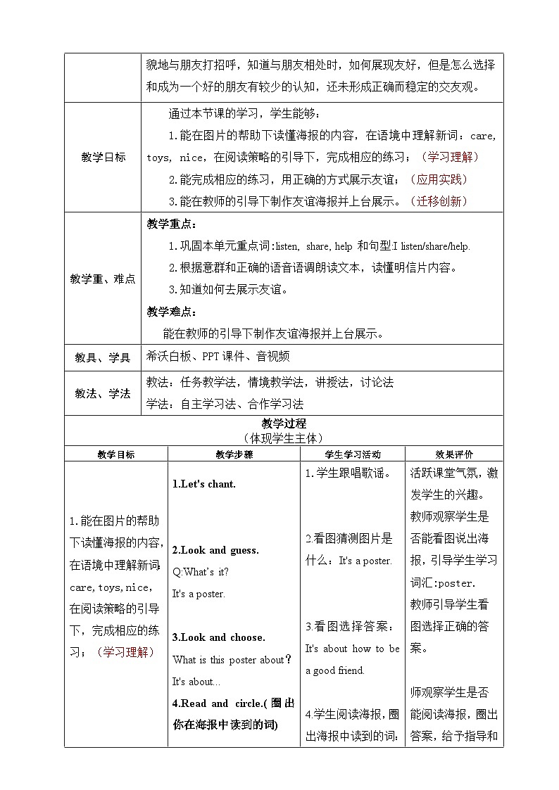 人教版PEP(2024)英语三年级上册--Unit1 Making friends Part B Start to read(教学设计)第2页