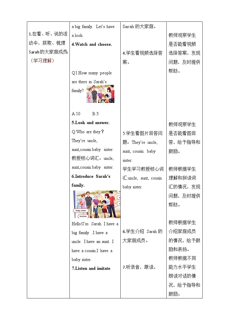 人教版PEP(2024)英语三年级上册--Unit 2 Different families Part B Let's learn & Project(教学设计)第3页