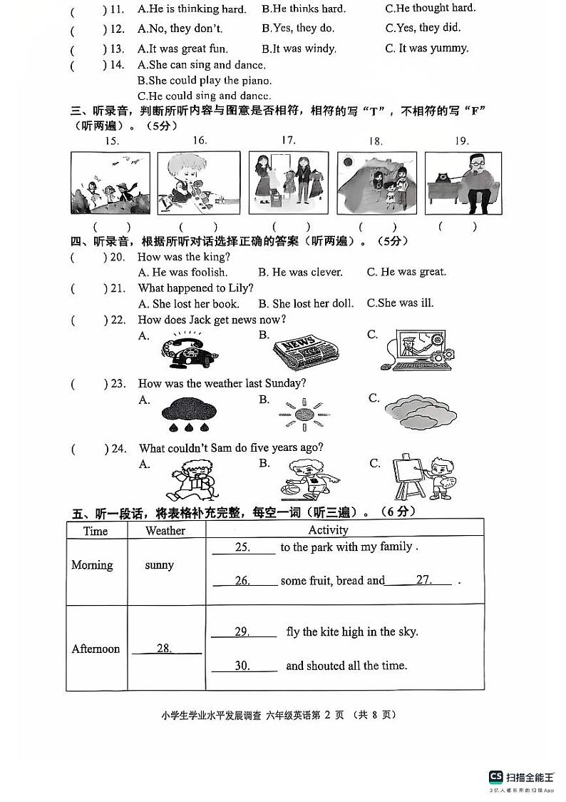 江苏省连云港市灌云县2024-2025学年六年级上学期11月期中英语试题第2页