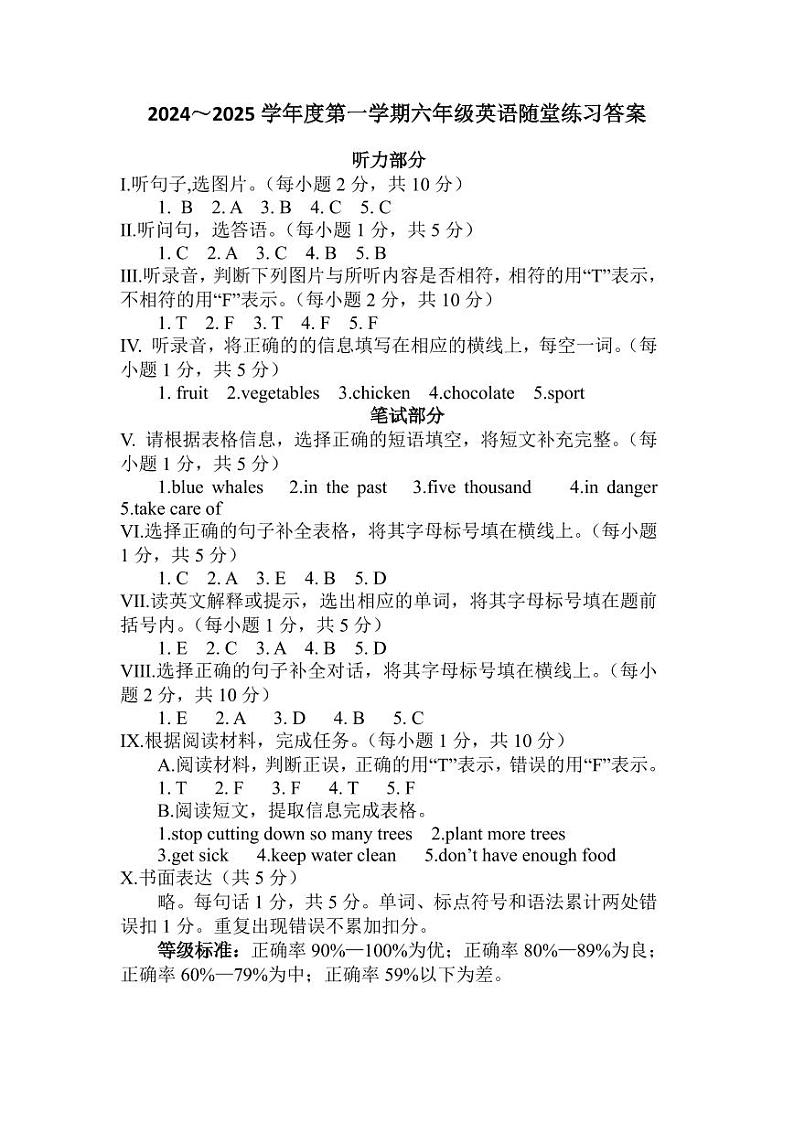 【英语答案】六年级第1页