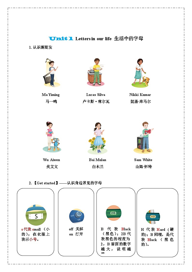 教科版(2024)英语三年级上册 Units 1 Letters in our life(讲义)第1页