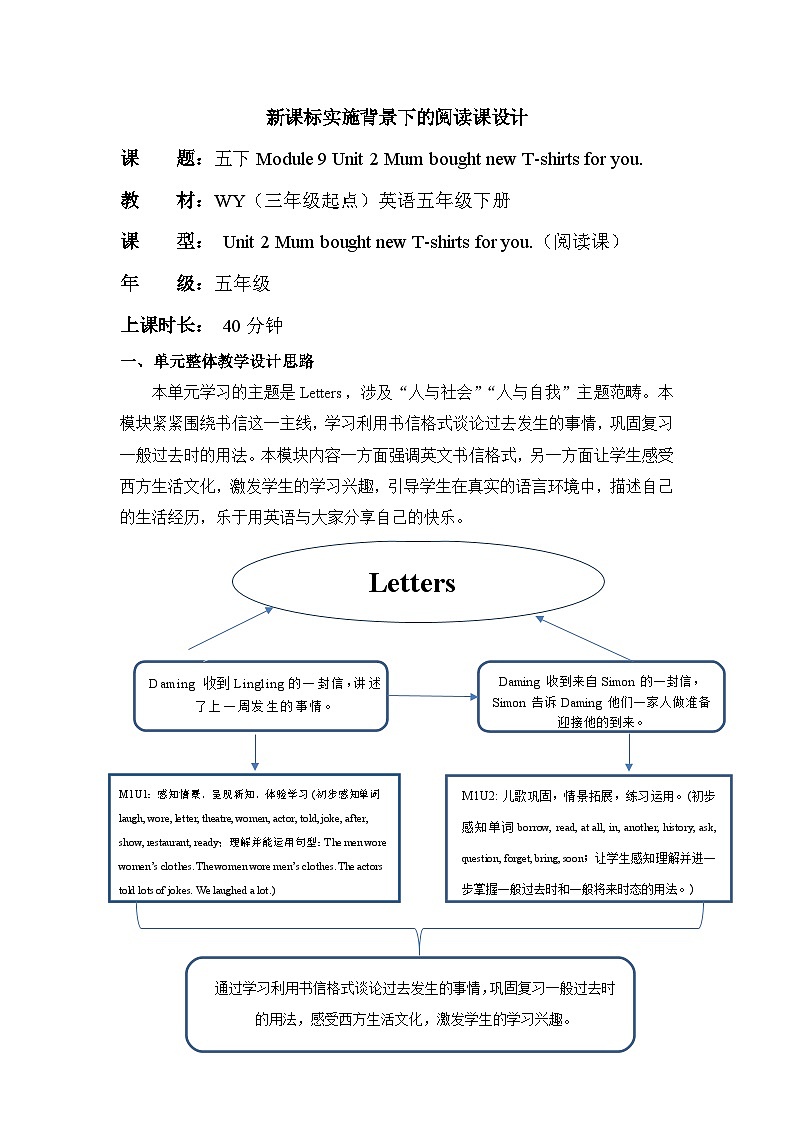 外研版(三起)英语五下 Module 9 Unit 2《Mum bought new T-shirts for you》课件+单元教案+音视频01