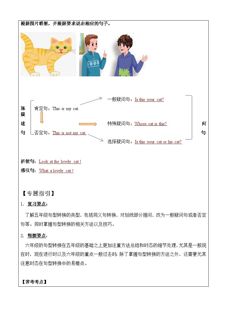 暑假讲义2023年小学英语五升六专项复习-第5讲句型转换专项人教PEP版(学生版)第2页