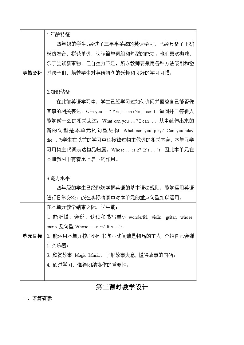 沪教牛津版(六三制一起)四下 Module 2 Unit 6《Music》Period 3 课件+单元教案+素材03