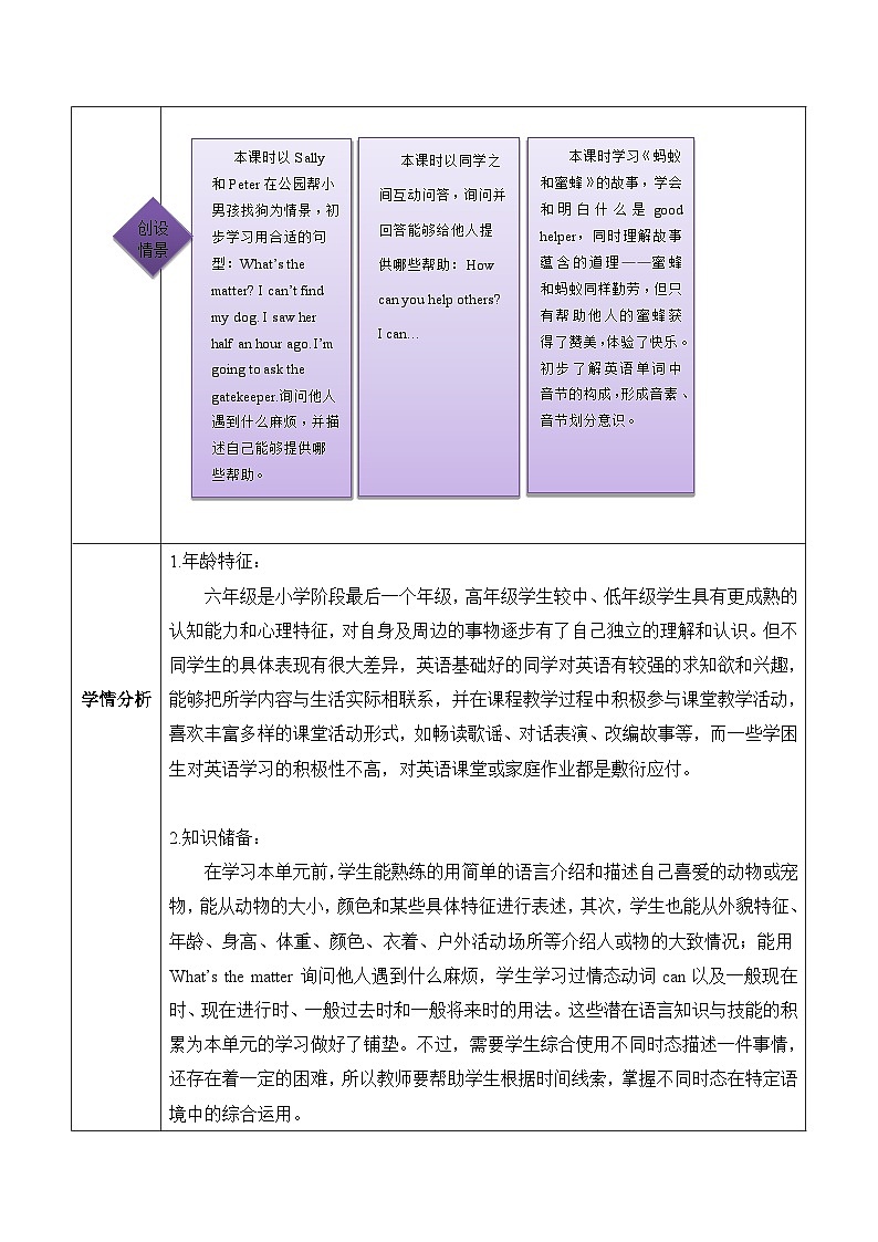 沪教牛津版(六三制一起)一下 Module 3 Unit 7《Helping others 》Period 2 单元教案第3页