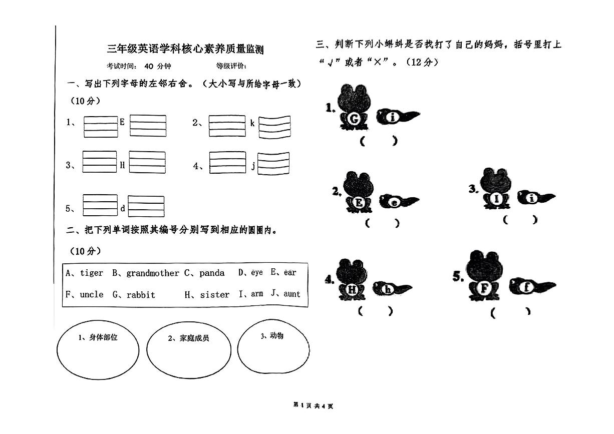 山东省临沂市兰山区2024-2025学年三年级上学期期中英语试题