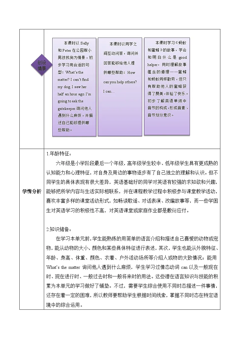 沪教牛津版(六三制一起)六下 Module 3 Unit 7《Helping others 》Period 1 单元教案第3页