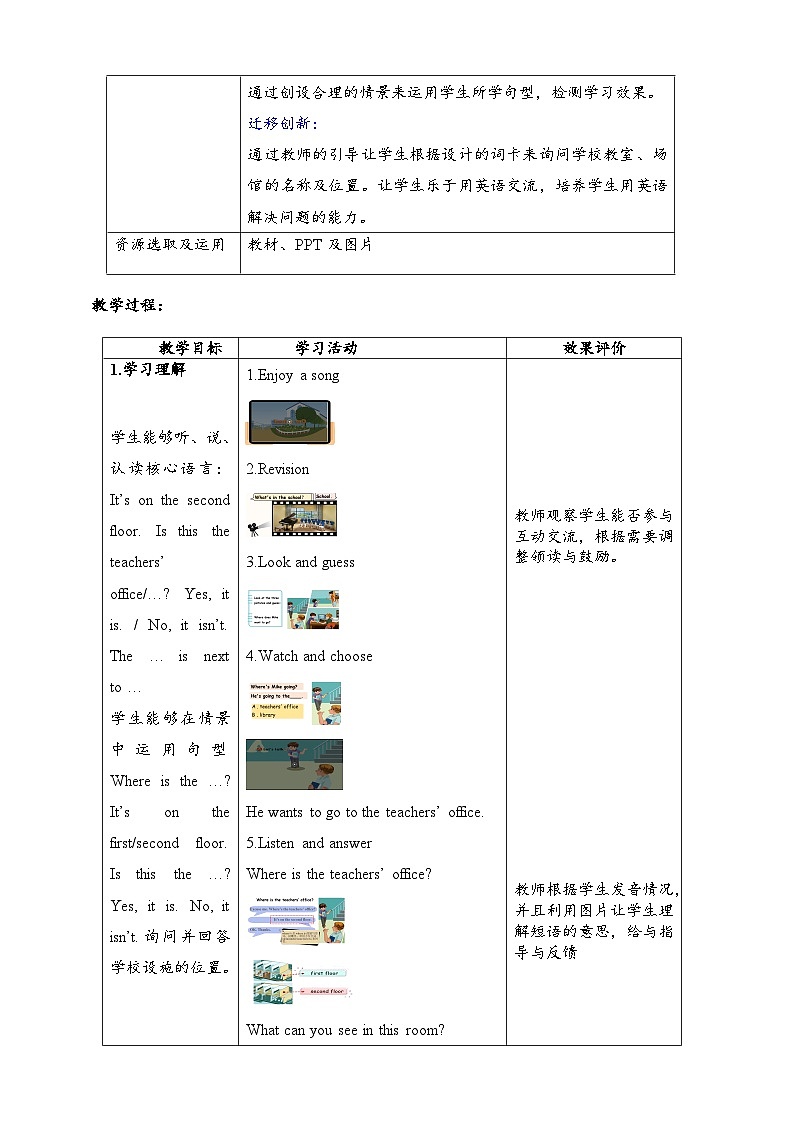 人教PEP英语四下 Unit1 My school A let's talk 单元教案第2页