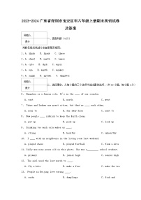 2023-2024学年广东省深圳市宝安区年六年级上册期末英语试卷及答案