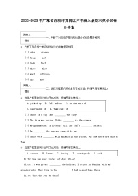 2022-2023学年广东省深圳市龙岗区六年级上册期末英语试卷及答案