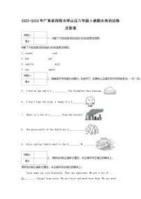 2023-2024学年广东省深圳市坪山区六年级上册期末英语试卷及答案