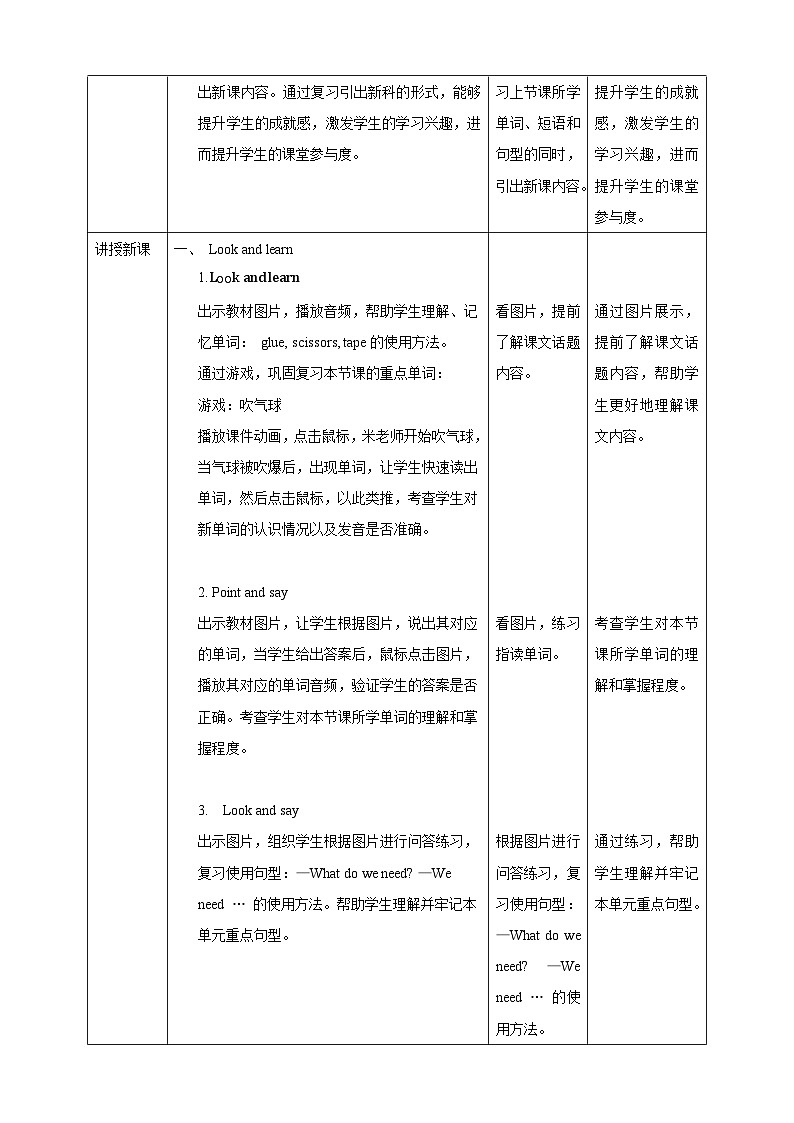 沪教牛津版(六三制一起)英语六下 Unit 5《Crafts》Look and learn Make and say 教案第2页