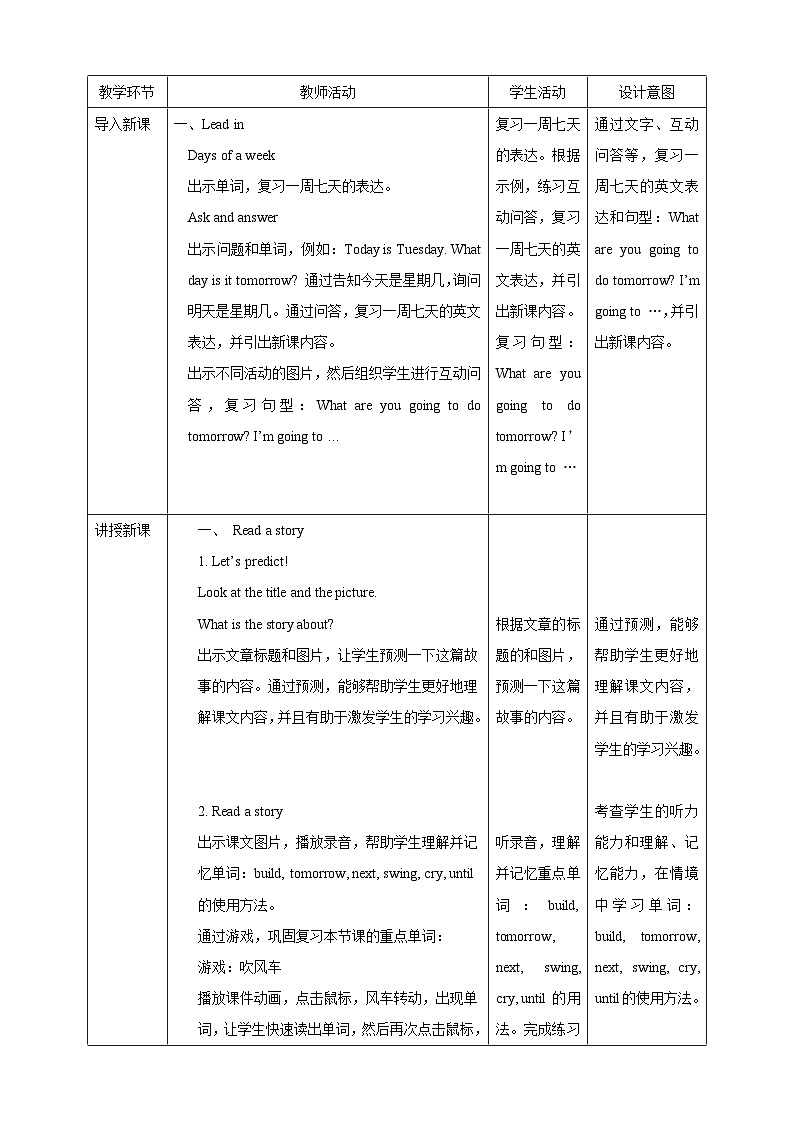 沪教牛津版(六三制一起)英语五下 Unit 5《At the weekend》Read a story Learn the sounds 教案第2页