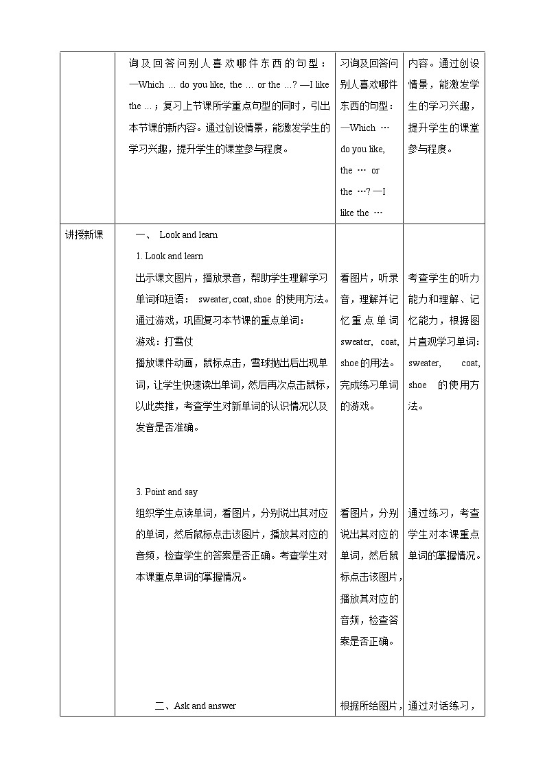 沪教牛津版(六三制一起)英语五下 Unit 8《Buying clothes》Look and learn Ask and answer 教案第2页