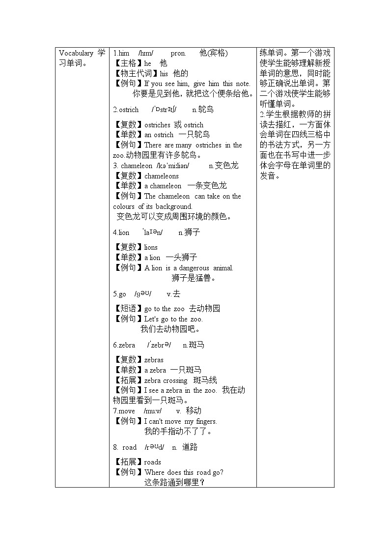 Unit 1 Animal friends Speed up&Fuel up教案)第2页