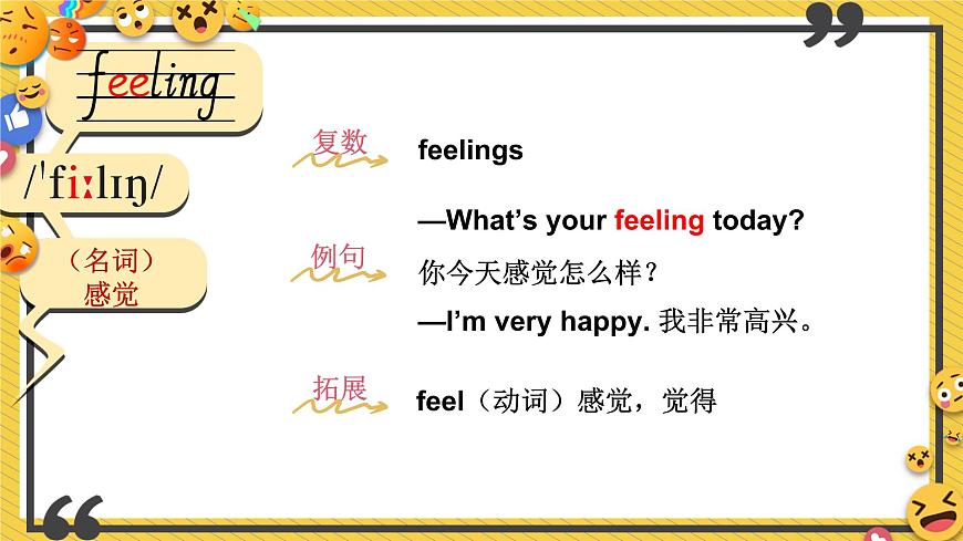 Join in 外研劍橋英語（2024）三年級下冊--Unit 1 All about feelings 單詞講解（課件）第2頁