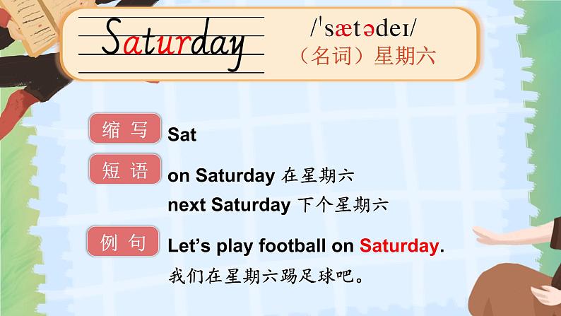 Join in 外研剑桥英语(2024)三年级下册--Unit 5 Days of the week 单词讲解(课件)第8页