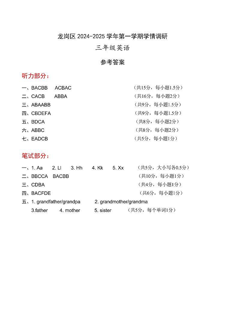 3年级英语期末诊断答案第1页