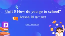 【核心素养】北京版英语二下 Unit 5《How do you go to school》Lesson 20 第二课时 课件+教案+练习+素材