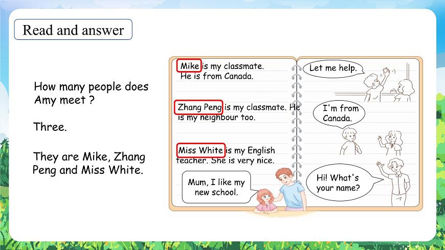 人教PEP版（2024）英語三年級下冊 Unit 1 Meeting new people Part B（3）Read and write（課件）第6頁