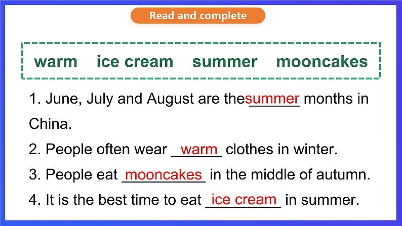 教科版(广州)英语五下Module 1 Unit 2 《It's the middle of winter 》Lesson 3 课件第4页