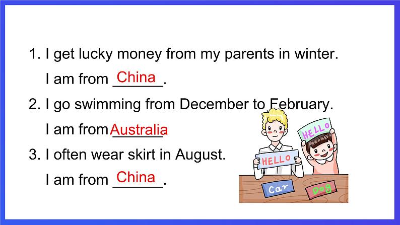教科版(广州)英语五下Module 1 Unit 2 《It's the middle of winter 》Lesson 3 课件第5页