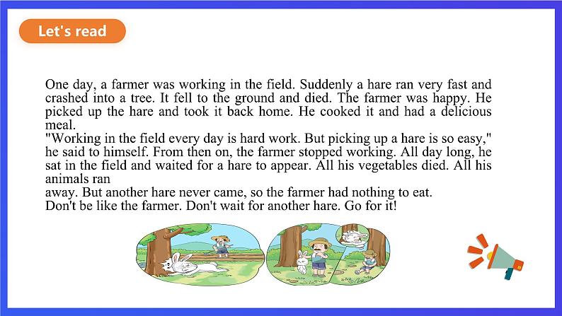 教科版(广州)英语六年级下册Module 1 Unit 2 《Waiting for another hare》 Lesson 1 课件第6页